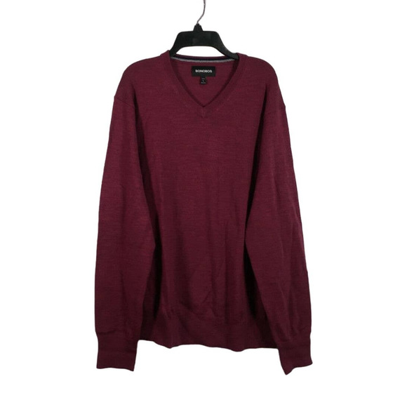 Bonobos Long Sleeve Knit V-Neck Sweater, Men's Size L Purple